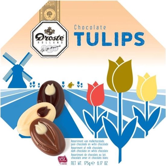 Foto: Chocolade droste verwenbox tulips 175gr 6 stuks