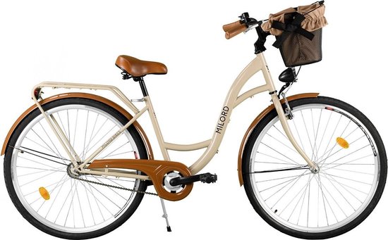 Stam kaart Efficiënt Milord - Comfort Fiets met mand, Hollandse fiets - stadsfiets - 1  versnelling, bruin,... | bol.com