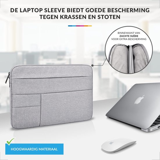 YONO Laptophoes 13 Inch – Hoes geschikt voor Apple MacBook Pro en Air 13.3 – Laptop Sleeve – Waterafstotende Laptoptas – Grijs - YONO