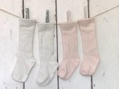 MixG | Kniekousen 2 paar|Roze en wit | Meisjes | Maat 12-24 maanden