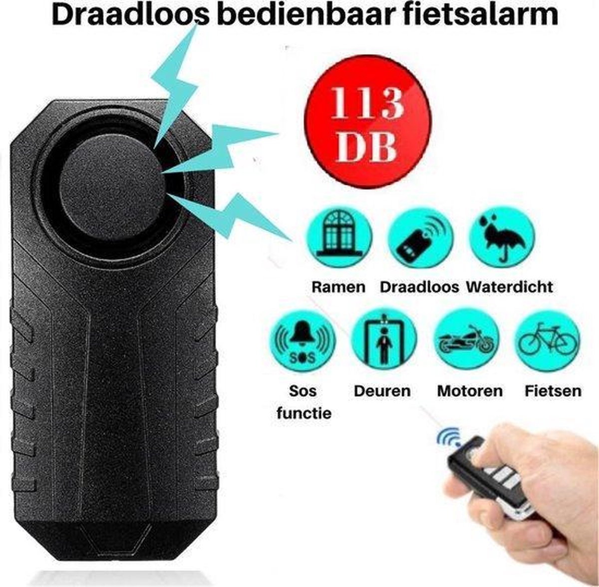 Multifunctioneel Alarm met Afstandsbediening - Alarmsysteem draadloos voor Fiets Scooter Motor Raam