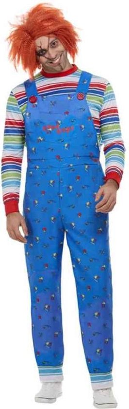 Smiffy's - Chucky & Child's Play Kostuum - Chucky De Moordlustige Pop - Man - Blauw - XL - Halloween - Verkleedkleding