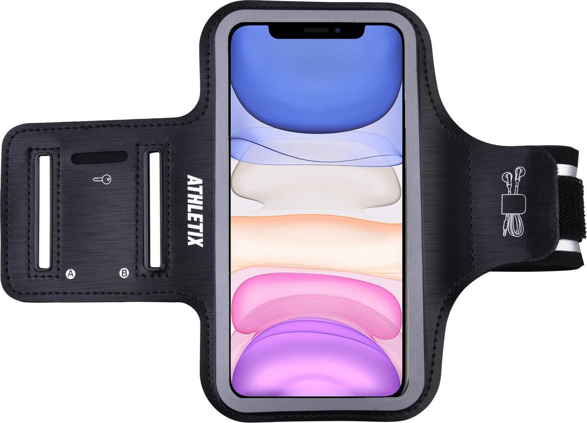 Athletix - Universele Hardloop Armband - Sportarmband met Reflectoren - Met pasjeshouder & Sleutelh