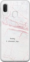 Samsung Galaxy A20e hoesje siliconen - Today I choose joy - Soft Case Telefoonhoesje - Tekst - Grijs