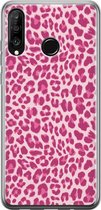 Huawei P30 Lite hoesje - Luipaard roze - Soft Case Telefoonhoesje - Luipaardprint - Roze