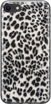 iPhone 8/7 hoesje siliconen - Luipaard grijs - Soft Case Telefoonhoesje - Luipaardprint - Transparant, Grijs