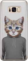 Samsung Galaxy S8 hoesje siliconen - Kat schattig - Soft Case Telefoonhoesje - Kat - Grijs