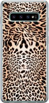 Samsung Galaxy S10 hoesje siliconen - Animal print - Soft Case Telefoonhoesje - Luipaardprint - Bruin