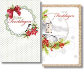 20 Dubbele Kerstkaarten - Folie - Witte envelop - 10,5 x 16 cm