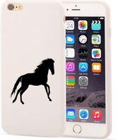 Apple Iphone 6 / 6S Wit siliconen hoesje zwart paard