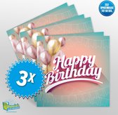 3x Muziekwenskaart - Happy Birthday – zelf opneembaar – 60 seconden – 21x21cm – hoge kwaliteit – inclusief envelop