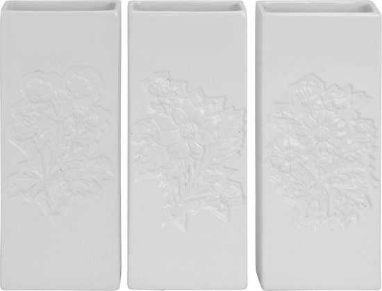 3x Witte radiator bak waterverdampers 20 cm - bloemen motief - Waterverdampers voor de verwarming - Luchtvochtigheid verhogen