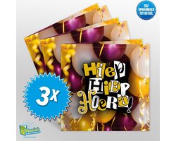 3x Muziekwenskaart - Hiep hiep hoera – zelf opneembaar – 60 seconden – 21x21cm – hoge kwaliteit – inclusief envelop