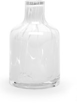 Design vaas Bottled - Fidrio WHITE GRANULAT - glas, mondgeblazen - hoogte 13 cm