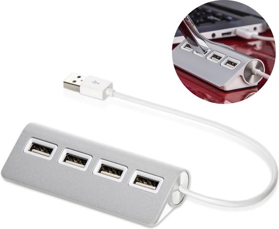HMerch™ USB 3.0 Hub - USB Hub 4 poort - USB splitter - High Speed - USB verdeler - Zilver