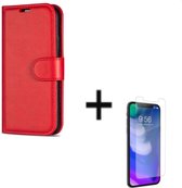 Rode boekmodelhoesje met glazen screen protector iPhone 11