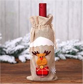 Wijnfles- Verpakking- Kerst- Flesverpakking- Kado - Beige- Rendier
