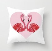 Kussenhoes Flamingo's met bloemen en LOVE (500208)