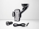 Autohouder - Smartphonehouder met Smart Fast Charge functie - Inclusief USB-oplaadstekker met 1x USB-A en 1x USB-C uitgang - Autosmartphone houder - Autohouder