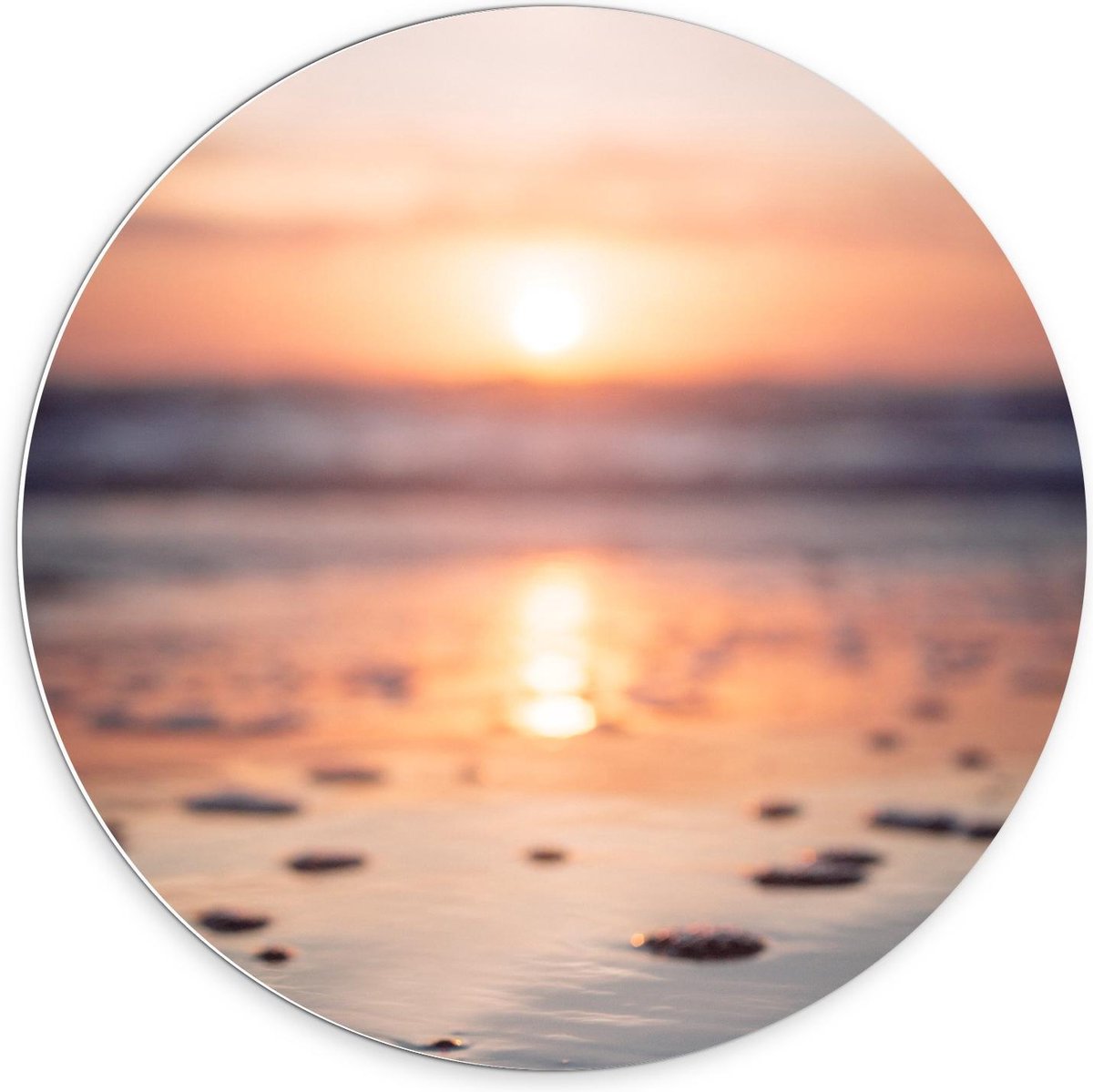 Forex Wandcirkel - Zee tegen de Avond - 70x70cm Foto op Wandcirkel (met ophangsysteem)