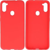 Bestcases Color Telefoonhoesje - Backcover Hoesje - Siliconen Case Back Cover voor Samsung Galaxy A11 - Rood