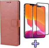 Apple iPhone 12 Pro Max Case Brown - Wallet Book Case - Porte-cartes & Languette magnétique & Protecteur d'écran complet