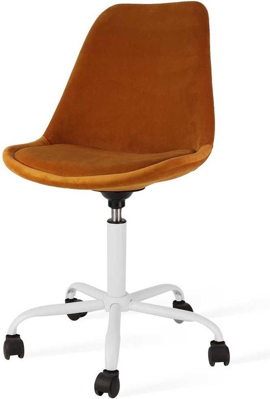 Kontar velvet bureaustoel - Okergeel - Met bol.com