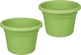 Bloempot Rond Premium 30cm + Bodemgaten LINDEGROEN Nicoli / 2 STUKS ! /