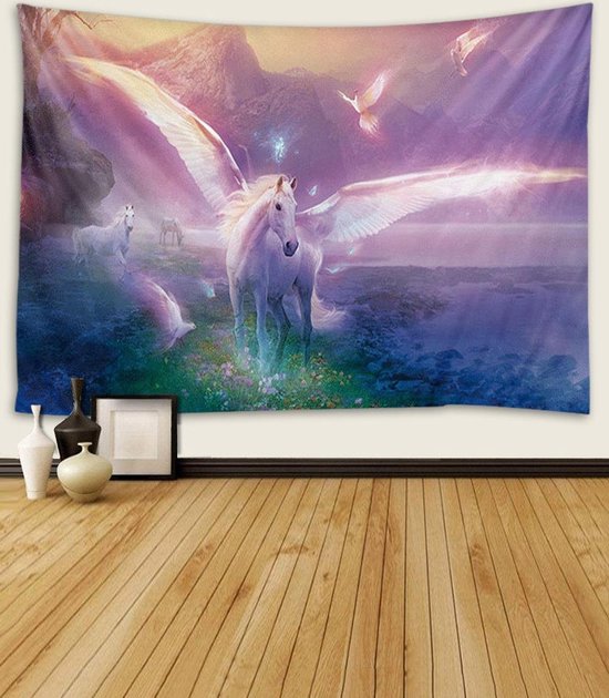 Ulticool - Ailes de cheval Licorne Unicorn - Tapisserie - 200x150 cm - Groot tapisserie - Affiche - Chambre d'enfants - Rose