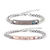 His Angel & Her Demon - Leuke Armband set voor Hem en Haar - Koppelset - Relatieset - Relatie Geschenk - Mannen Cadeautjes - Valentijnsdag voor Mannen - Valentijn Cadeautje voor He