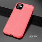 Xssive Soft Case - Leder Look TPU - Back Cover voor Apple iPhone 12 - iPhone 12 Pro (6,1) - Rood