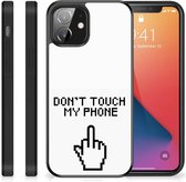 Hoesje iPhone 12 Mini Leuk TPU Back Case met Zwarte rand Finger Don't Touch My Phone