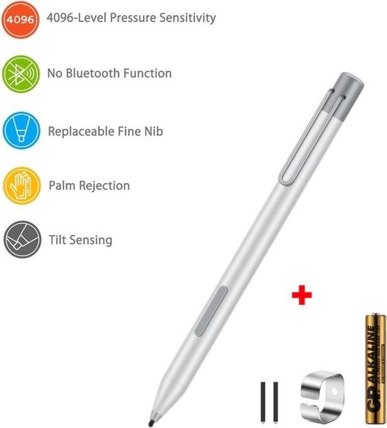 DrPhone - Stylet actif - Microsoft Surface Pro 3, 4, 5, 6, 7 / Surface X -  1024 points... | bol.com