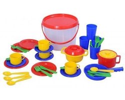 Plasto Keukenset 39-delig in Emmer - Speelgoed Eten en Drinken - Complete Set - Inclusief Opbergemmer - Creatief Rollenspel - Stevig Kunststof - Vanaf 1 Jaar