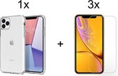 iphone 11 pro max hoesje - iPhone 11 pro max case siliconen transparant - hoesje iphone 11 pro max - iphone 11 pro max hoesjes cover hoes - 3x iphone 11 pro max screen protector sc