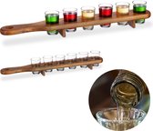 Relaxdays 2x shotglas set met plank - serveerplank - 12 glaasjes - 4 cl shotglaasjes