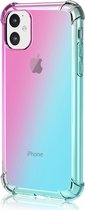 Apple iPhone 11 Backcover - Roze / Groen - Shockproof TPU hoesje