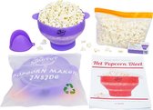 Popcorn Popper Silicone Purple - PopcornMaker Simple Pliable - Grand Bol avec Couvercle - Poignées résistantes à la chaleur - 100 BPA Free Food Grade Silicone - Corn Snack Fat Free - Micro-ondes Lave-vaisselle Convient - Avec Recettes Gratuites E Boo