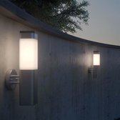 Solar wandlamp rechthoekig - Design - Chroom - Tuinverlichting op Zonne-energie