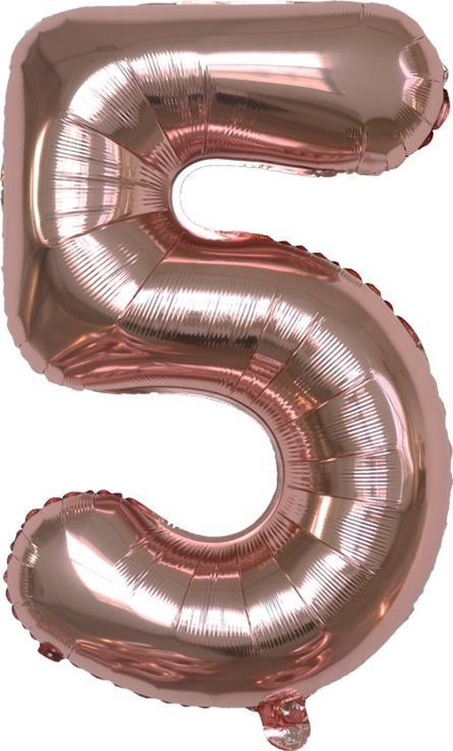 Folie Ballonnen XL Cijfer 5 , Rose Goud, 86cm, Verjaardag, Feest, Party, Decoratie, Versiering, Miracle Shop