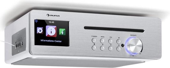 auna Silverstar Chef keukenradio - Internetradio - DAB+ / FM radio tuner - CD-speler - Bluetooth - USB - 2,4" TFT-kleurendisplay - App-besturing (Air Music Control) - Streaming
