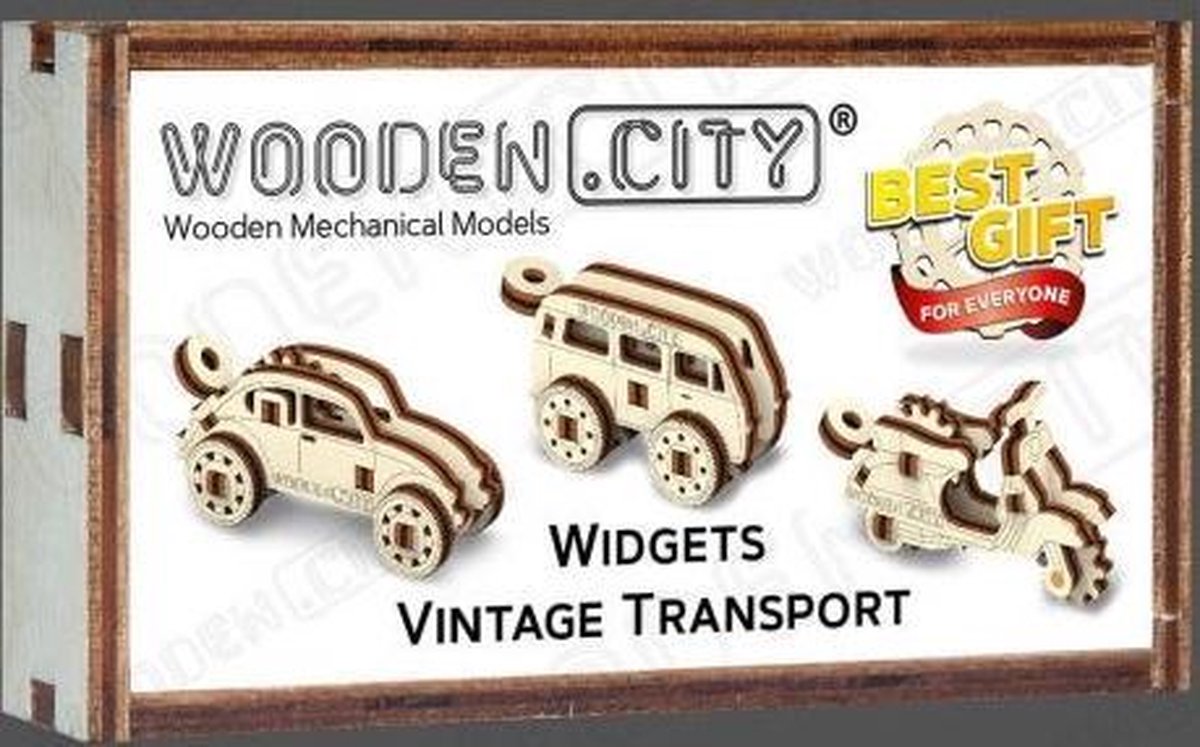 WOODENCITY Widgets Vintage Transport 3Dpuzzel 35 stuks Voertuigen