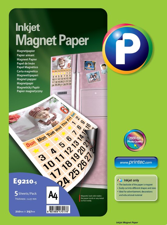 Vergelijkbaar Grommen Elastisch Printec Magneetpapier - Printbaar magneetvellen - A4 - 0,27mm dikte - 5  stuks... | bol.com