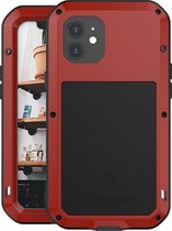 Apple iPhone 12 hoes - Love Mei - Metalen extreme protection case - Rood - GSM Hoes - Telefoonhoes Geschikt Voor: Apple iPhone 12