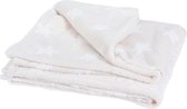 Beige Babydeken / Kinderdeken fleece met witte sterren - fleece deken - 130x160cm  - warm - gezellig - bed