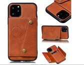 DrPhone LPU - Housse en Siliconen de Luxe en cuir PU pour Huawei P40 - Huawei - Fonction aimant - Porte-cartes - Marron