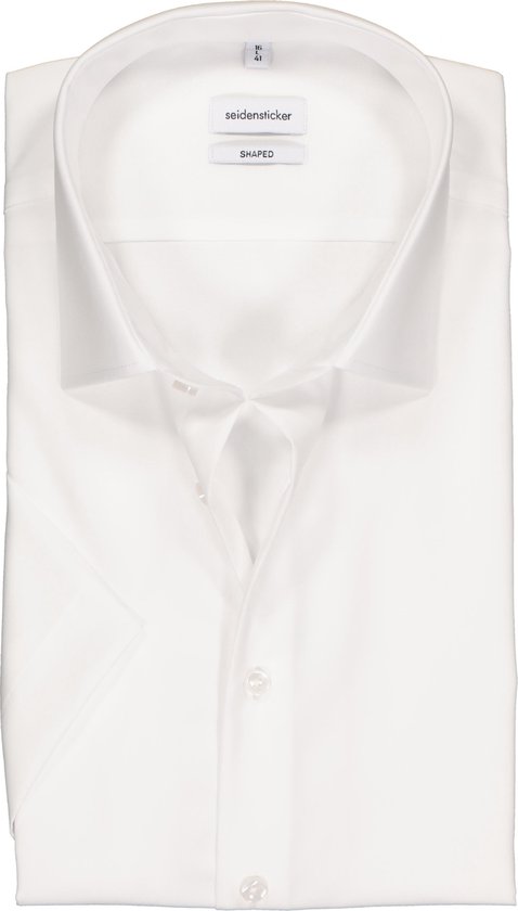 Seidensticker shaped fit overhemd - korte mouw - wit - Strijkvrij - Boordmaat: 46