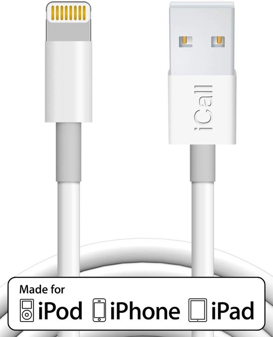 Kabel Oplader voor iPhone Lightning USB Kabel - iCall Oplaadkabel MFI  Gecertificeerd... | bol.com
