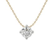 AËLRA 14K geel gouden dameshanger, 0.14ct natuurlijke ronde solitaire diamant met ketting