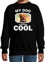 Franse mastiff honden trui / sweater my dog is serious cool zwart - kinderen - Franse mastiff liefhebber cadeau sweaters 7-8 jaar (122/128)